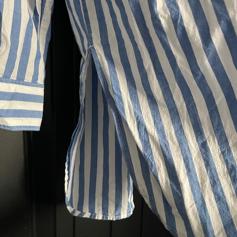 Madewell Signature Poplin Oversized Shirt - Blue and White Striped - Picture 6 of 7